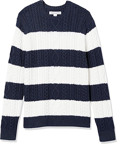 Men&prime;s Pullover Sweater Crewneck Classic Stripes Custom Logo