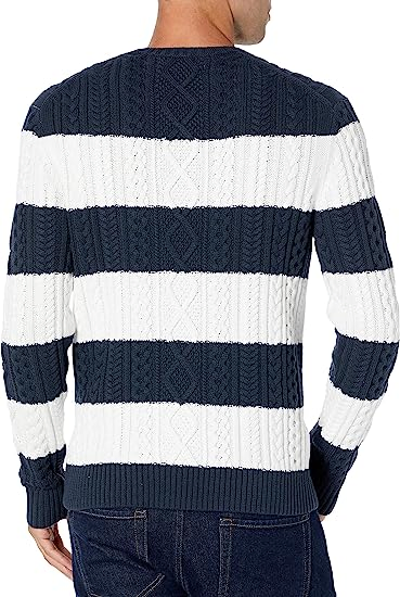 Men&prime;s Pullover Sweater Crewneck Classic Stripes Custom Logo