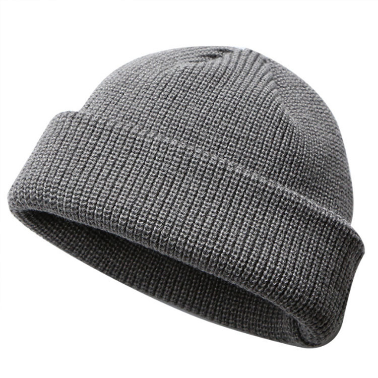 Unisex Wholesale Custom Logo Ribbed Knit Grey Beanies Warm Beanie Hat for Women Men
