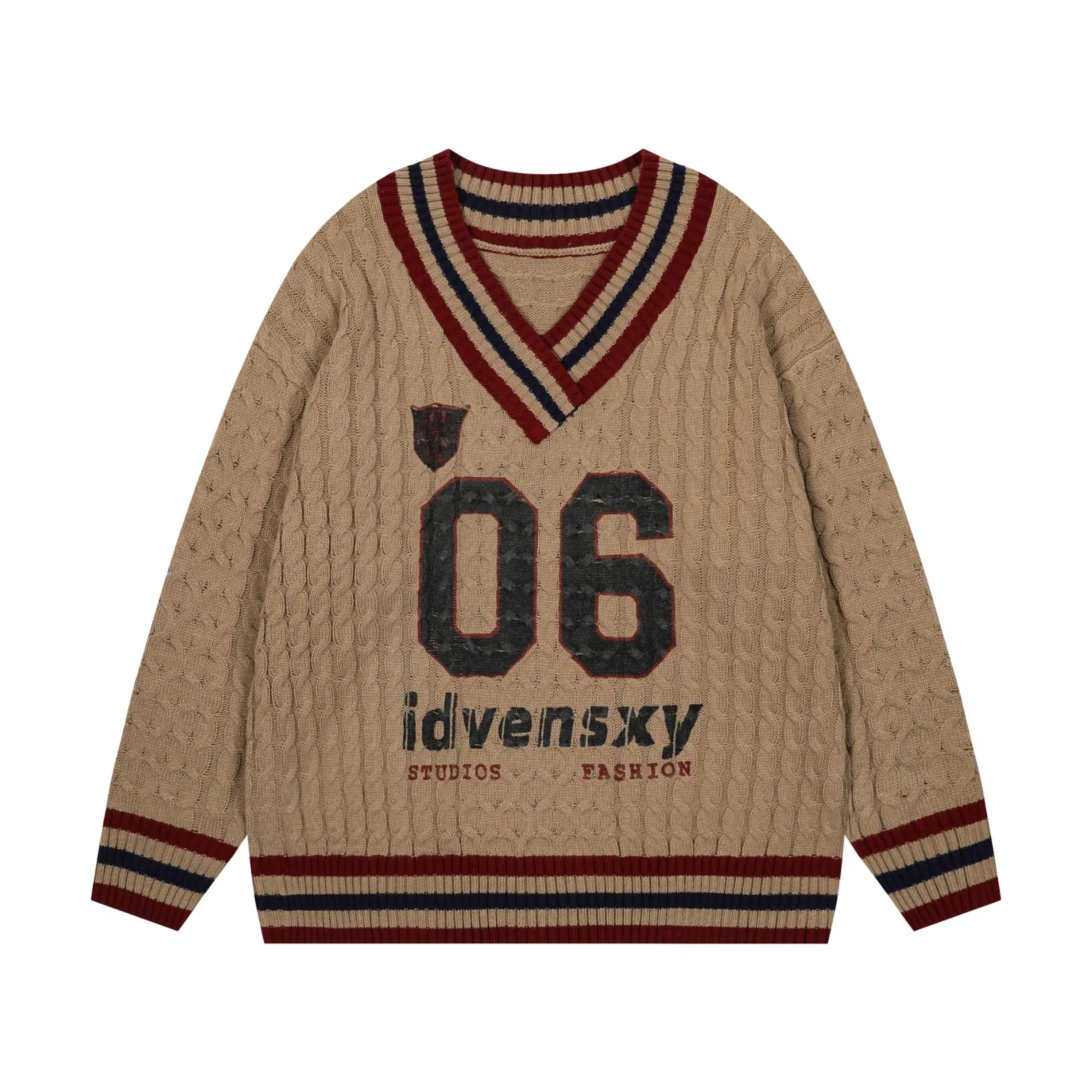 Custom Women Soild Color Knitted Sweater Drop Shoulder V Neck 100% Cotton Knitted Sweaters Pullover for Women