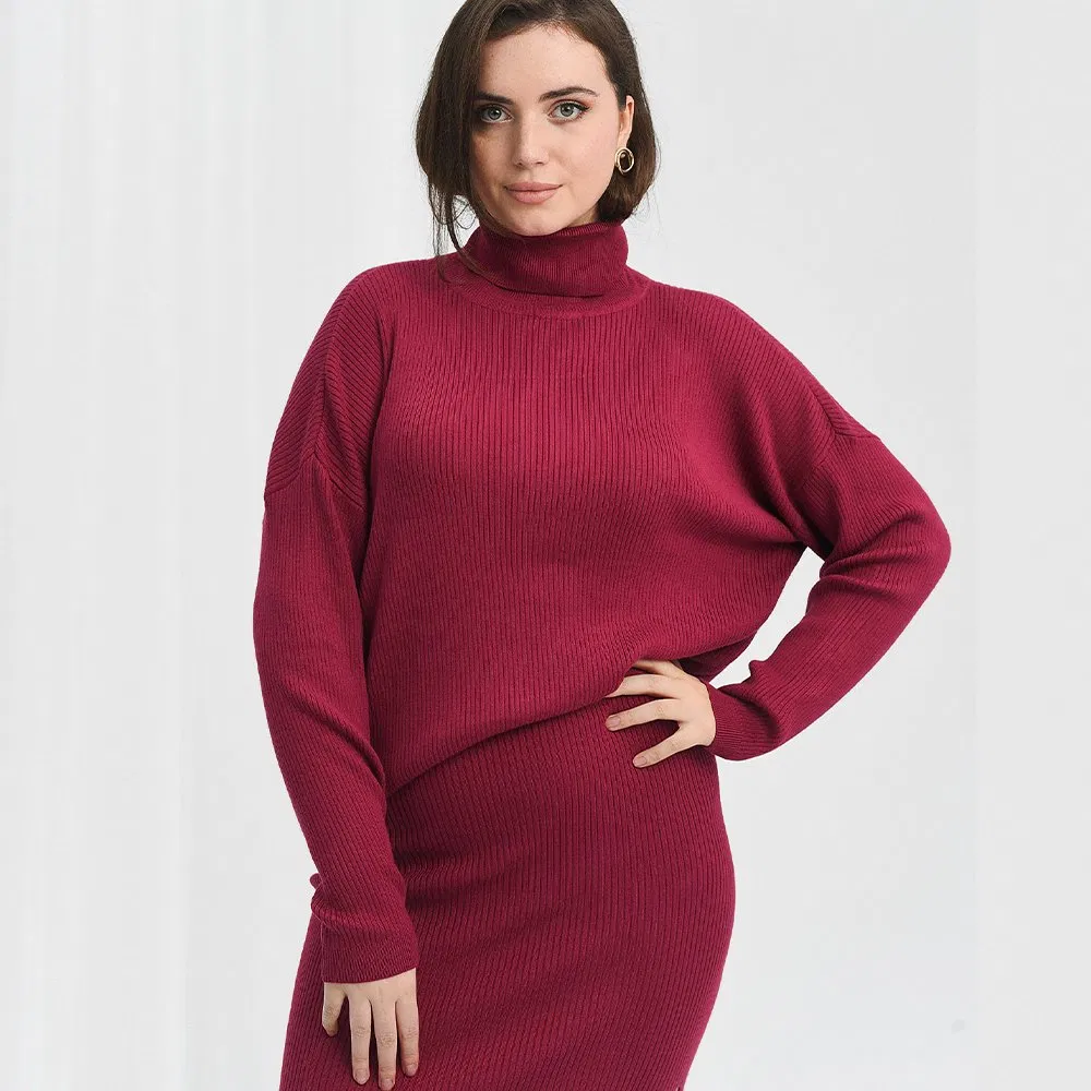 OEM/ODM Solid Colors Women Roll Collar Sweater Warm Women Clothing with High Collar