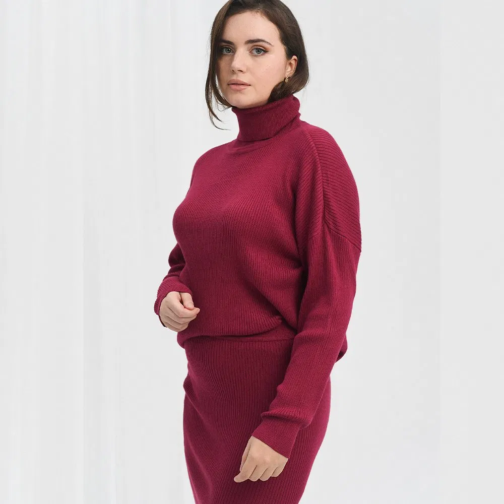 OEM/ODM Solid Colors Women Roll Collar Sweater Warm Women Clothing with High Collar