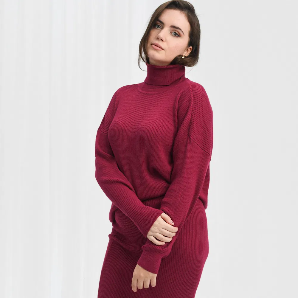 OEM/ODM Solid Colors Women Roll Collar Sweater Warm Women Clothing with High Collar