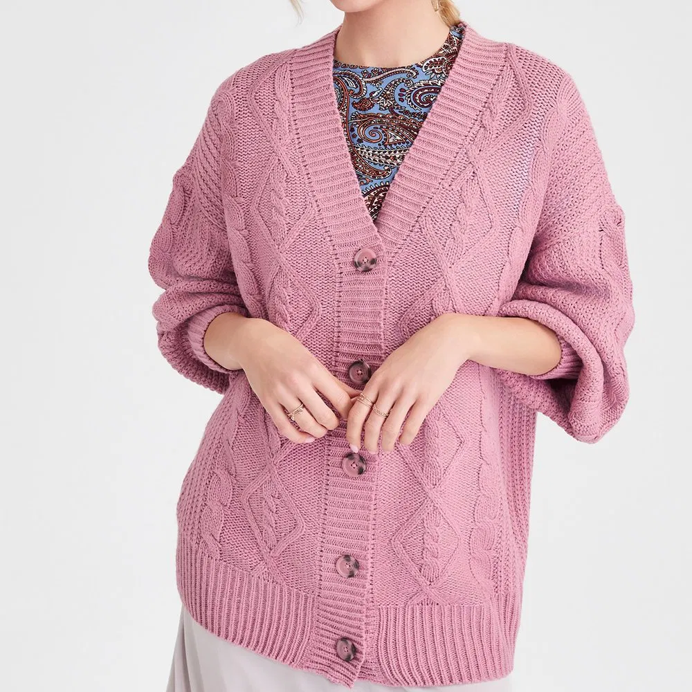 Solid Coloropen Cardigan Woman Knit Sweater Button Front Long Sleeve Knit Sweater Cardigan for Women