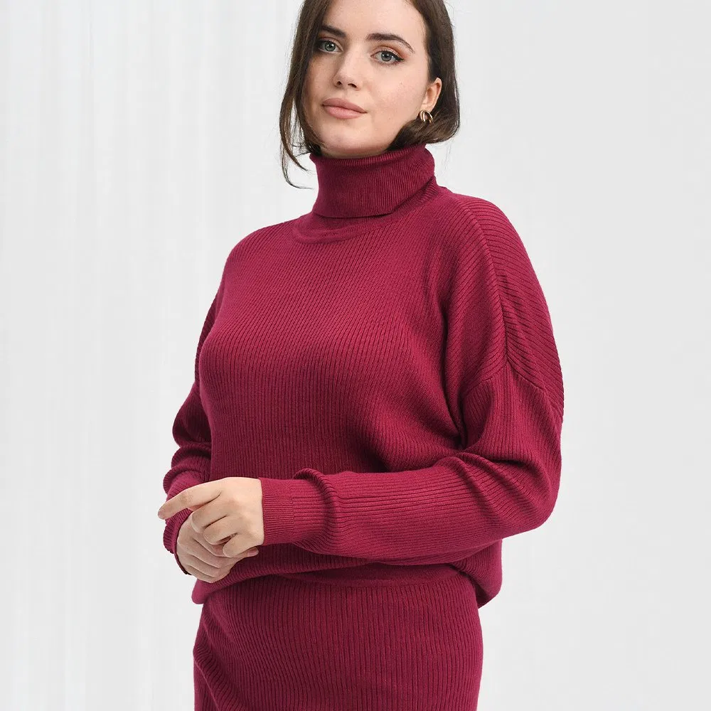 OEM/ODM Solid Colors Women Roll Collar Sweater Warm Women Clothing with High Collar
