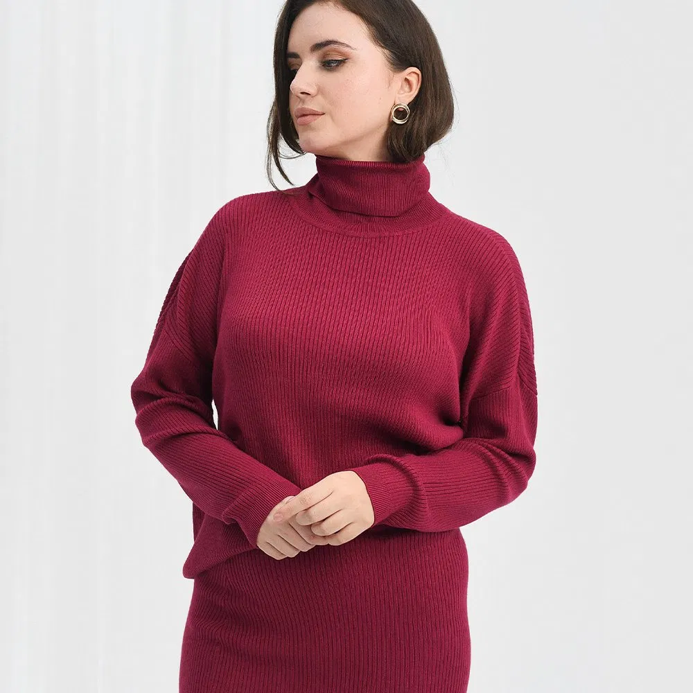 OEM/ODM Solid Colors Women Roll Collar Sweater Warm Women Clothing with High Collar