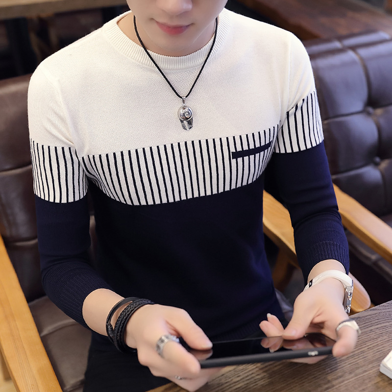 Custom High Quality Stripe Knitting for Winter Crew Round Collar Long Sleeve Pullover Men&prime;s Sweater