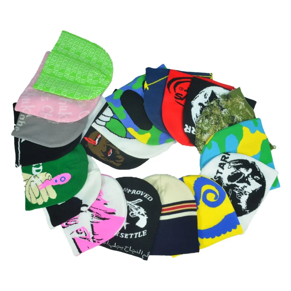 Recommend Beanie Hats Custom Flame Pattern Jacquard Knit Beanie Warm Beanies