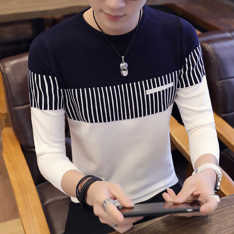 Custom High Quality Stripe Knitting for Winter Crew Round Collar Long Sleeve Pullover Men&prime;s Sweater
