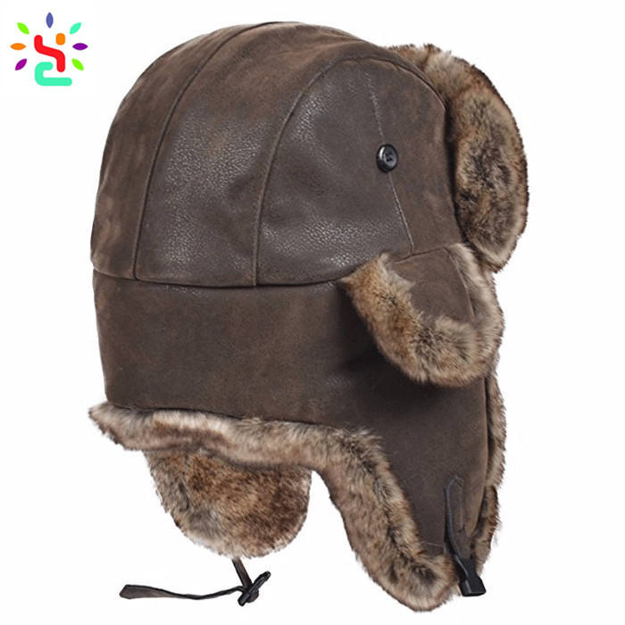 Embroidery Ushanka Rabbit Leather Ushanka Fur Winter Hats