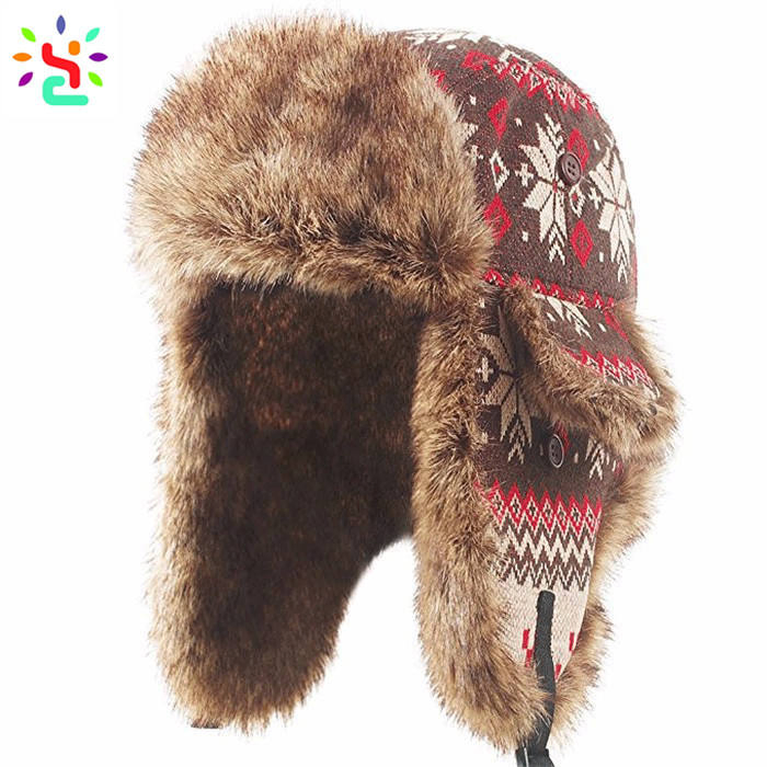 Embroidery Ushanka Rabbit Leather Ushanka Fur Winter Hats