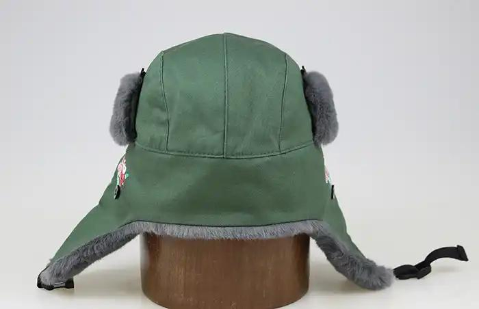 Custom Winter Trapper Hat Ushanka Russian Rabbit Fur Hat Pattern Knitted with Kids Winter Cap Wholesale