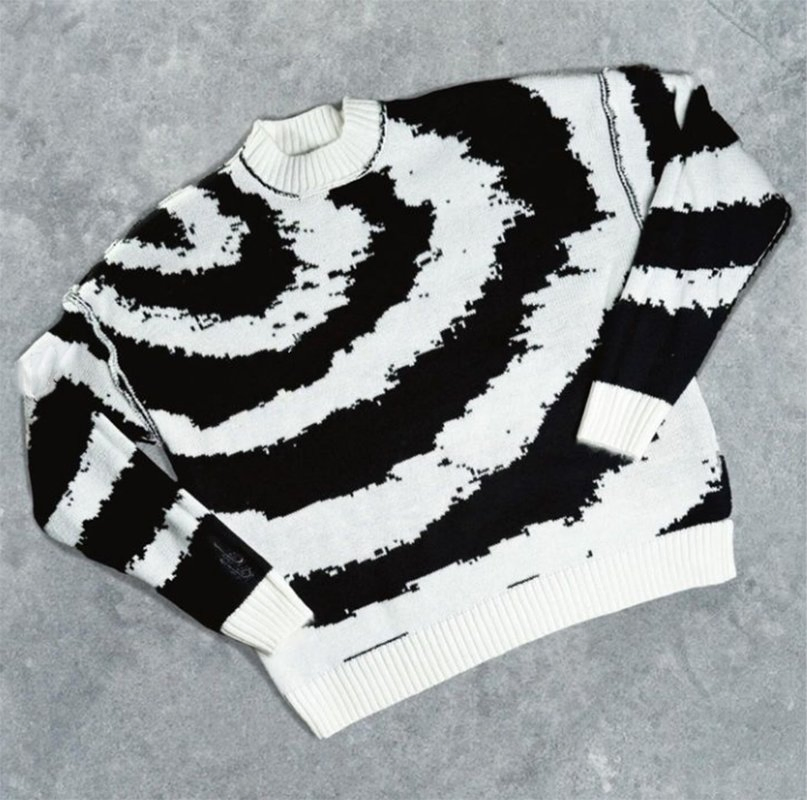 Knitwear Manufacturer Custom Crew Neck Streetwear Blue Jacquard Design Fuzzy Mohair Pullover Knit Men&prime;s Sweaters