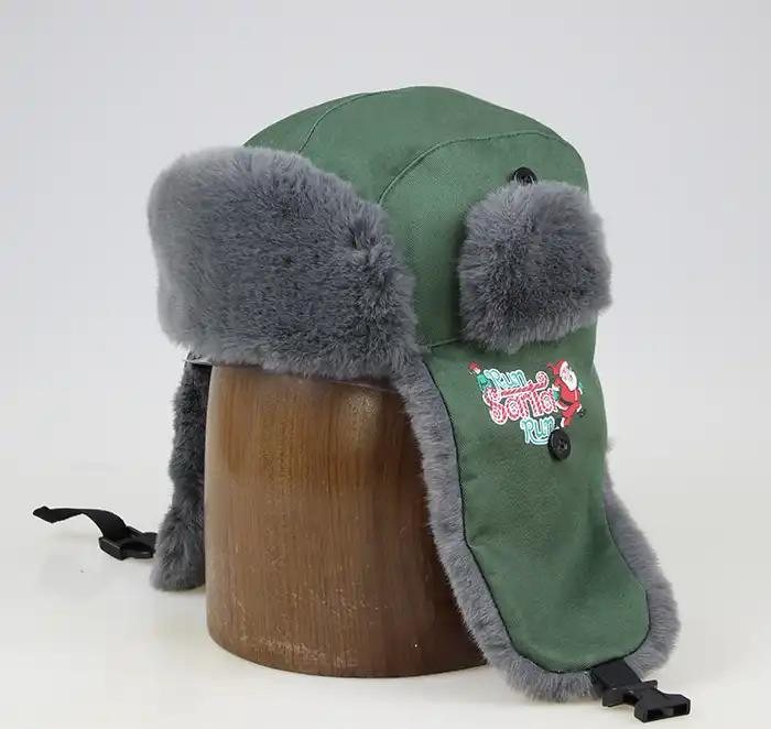 Custom Winter Trapper Hat Ushanka Russian Rabbit Fur Hat Pattern Knitted with Kids Winter Cap Wholesale