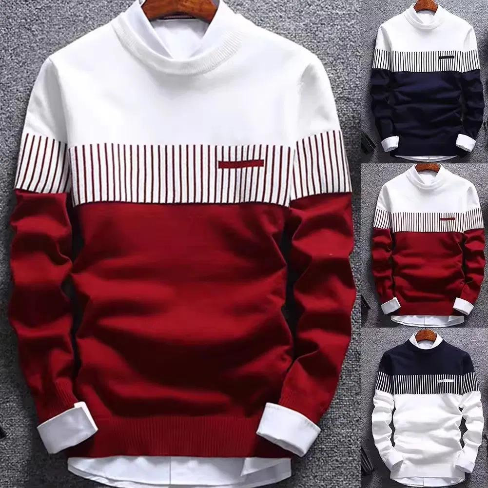 Custom High Quality Stripe Knitting for Winter Crew Round Collar Long Sleeve Pullover Men′s Sweater
