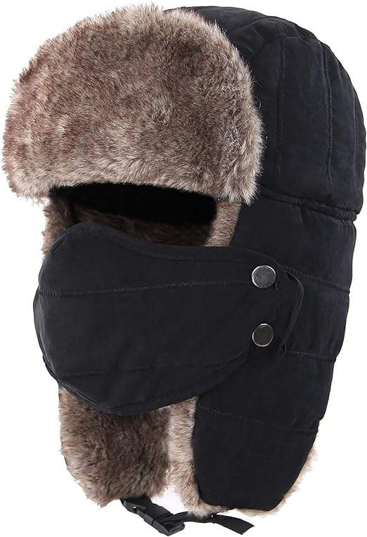 Trapper Hat Warm Winter Hats Ushanka Hunting Hat with Mask Ear Flaps Winter Cap Men Women