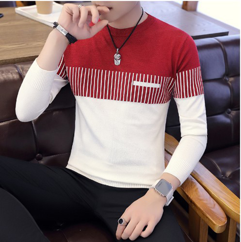 Custom High Quality Stripe Knitting for Winter Crew Round Collar Long Sleeve Pullover Men&prime;s Sweater