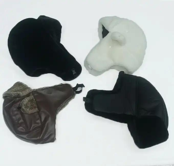 Custom Russian Winter Ushanka Hats Earflap Real Rabbit Fur Women Trapper Hat Sheepskin Hats
