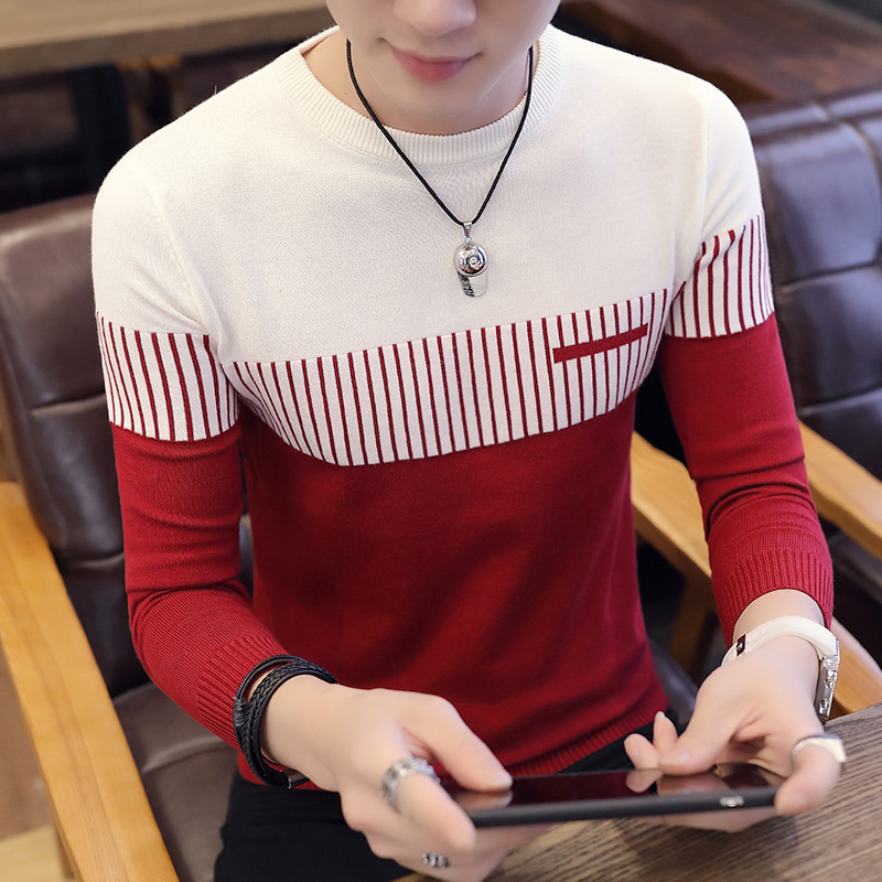 Custom High Quality Stripe Knitting for Winter Crew Round Collar Long Sleeve Pullover Men&prime;s Sweater