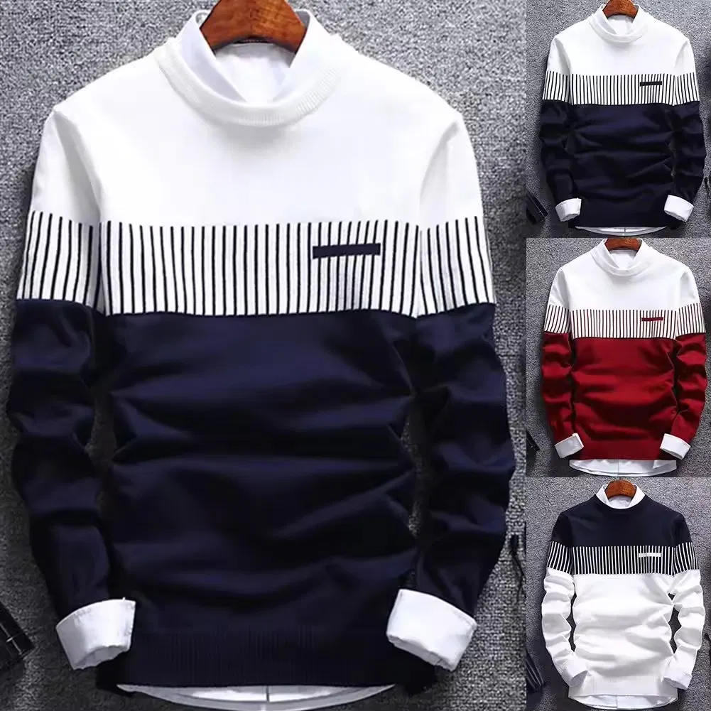 Custom High Quality Stripe Knitting for Winter Crew Round Collar Long Sleeve Pullover Men&prime;s Sweater