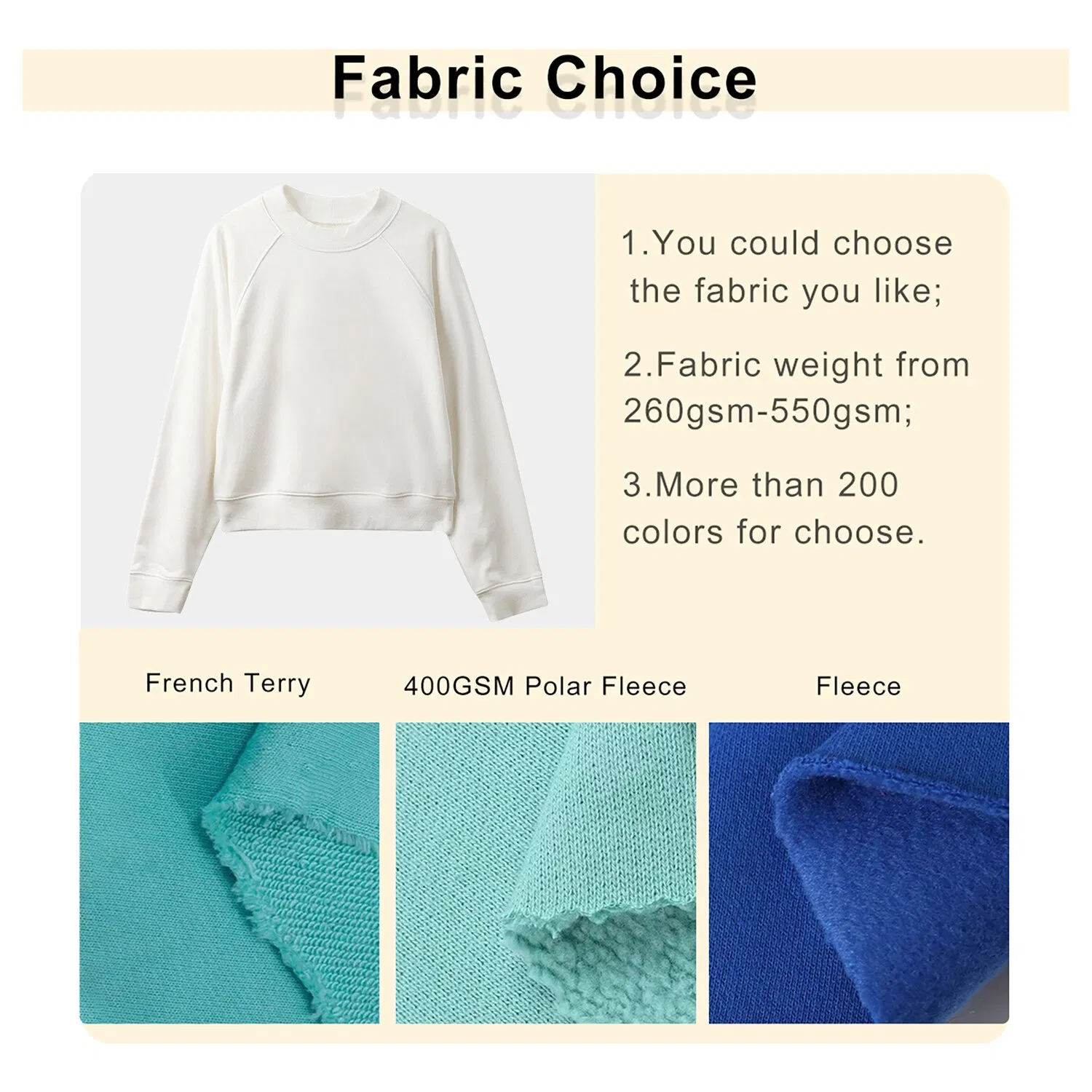 High Quality Solid Color French Terry Highstreet Custom Casual Silk Screen Printing Wholesale Crop Top Sweatshirt Women