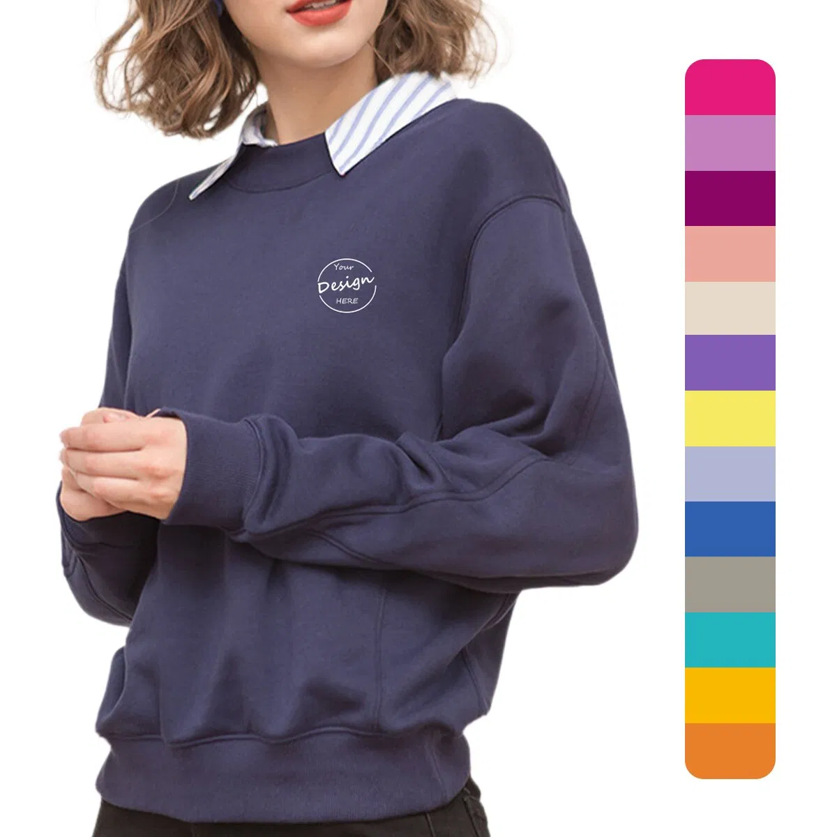 Embroidery Patch Plain Warm Fleece Casual Jumper 100%Cotton Wholesale Streetwear Custom High Quality Soft Sweatshirt