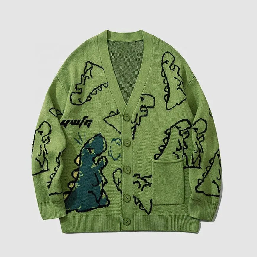 Custom OEM & ODM Boy Sweater Long Sleeve Dragon Knit Jacquard Pattern Knitwear Men′s Clothes Knitted Cardigan Sweater
