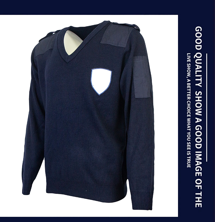 Mens Security V-Neck Sweater Knitwear Long Sleeve Pullover Sweatshirt Knit Sweater