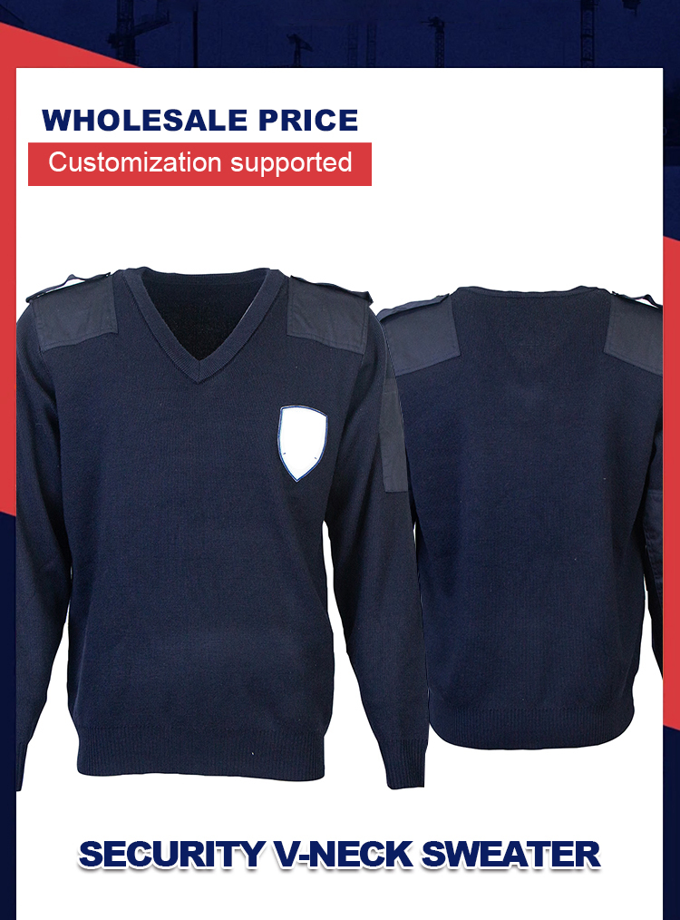 Mens Security V-Neck Sweater Knitwear Long Sleeve Pullover Sweatshirt Knit Sweater