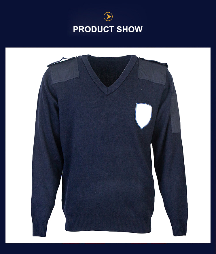 Mens Security V-Neck Sweater Knitwear Long Sleeve Pullover Sweatshirt Knit Sweater