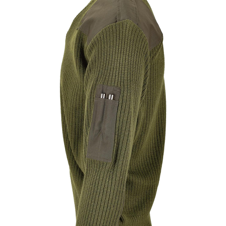 Tactical Custom Wool Sweater Olive Green Wool Full Winter Clothes for Men