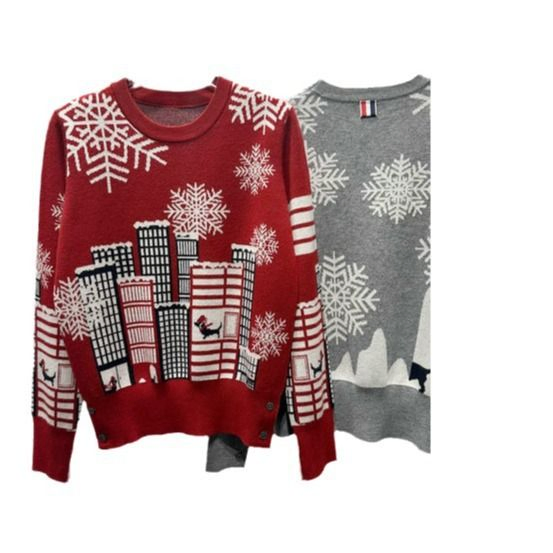 Women′s Christmas Sweatshirt Sweater Crewneck Long Sleeve Pullover Novelty Snowflake Tree Patterns Knitted
