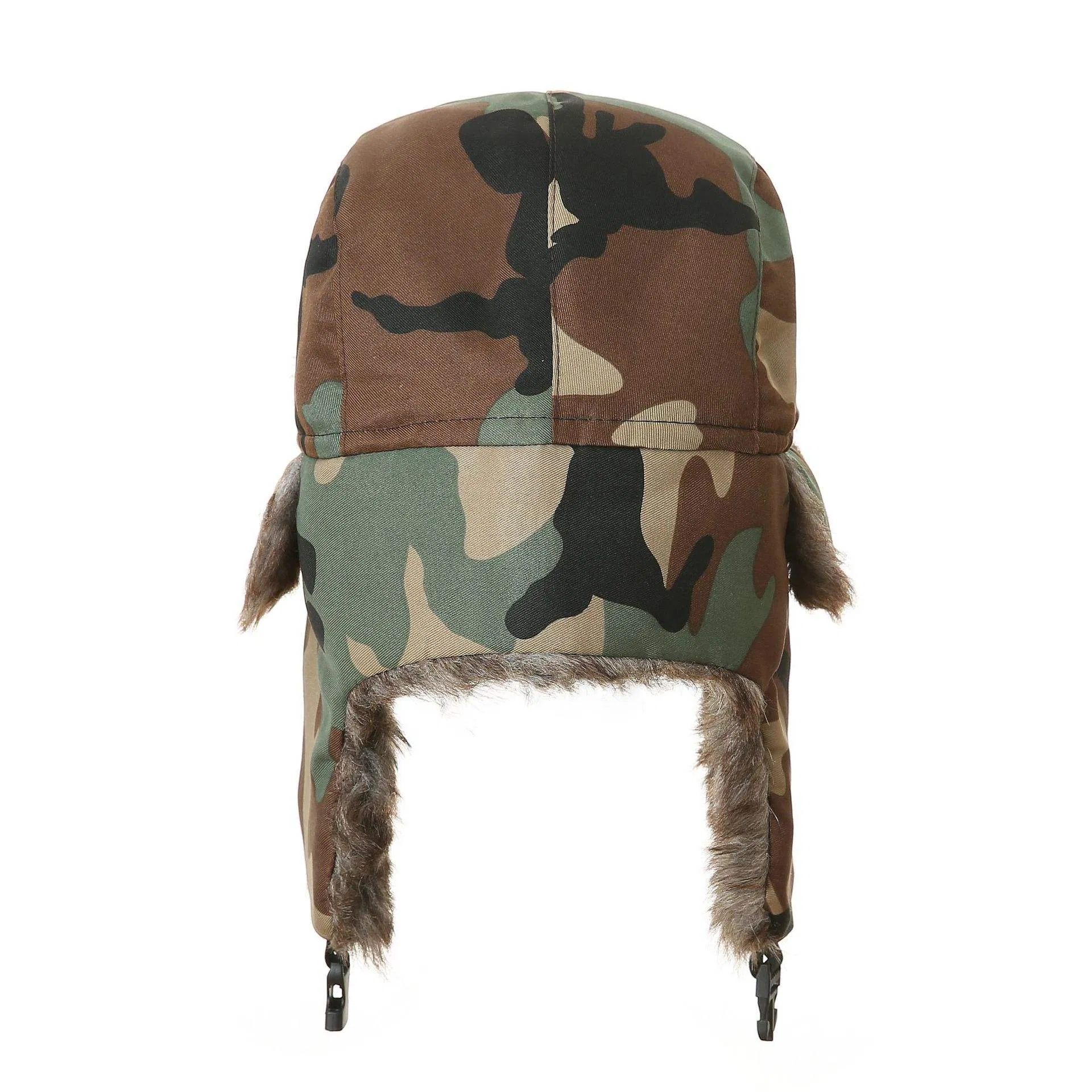 Autumn and Winter Ear Protection Hat with Leaf Print Outdoor Thick Velvet Warm Trapper Hats