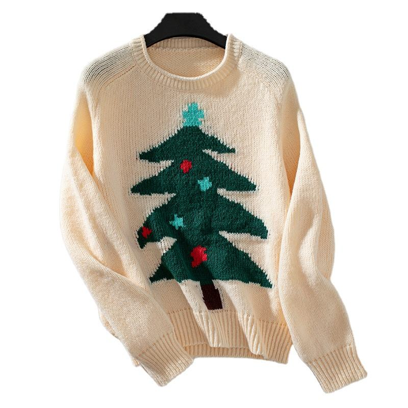 Christmas Tree Jumper Women′s Sweater Warm Loose Knit Cowl Neck Sweater