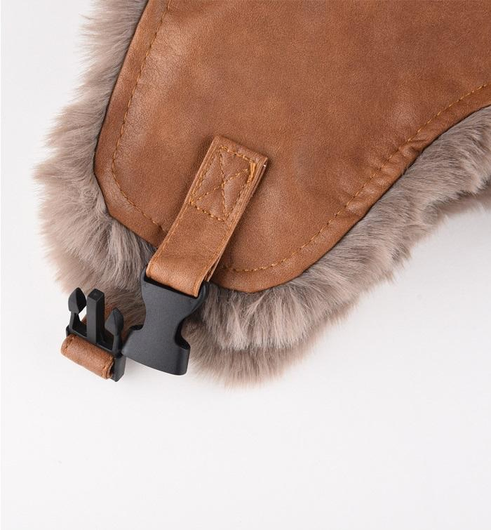 Autumn and Winter New Leather Hat Thickened Warm Plush Windproof Riding Ear Protection Hats