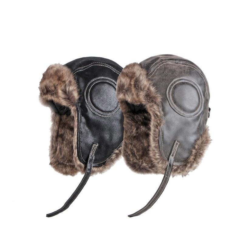 New Autumn and Winter Artificial Leather Outdoor Windproof Riding Ear Protection Warm Pilot Hats