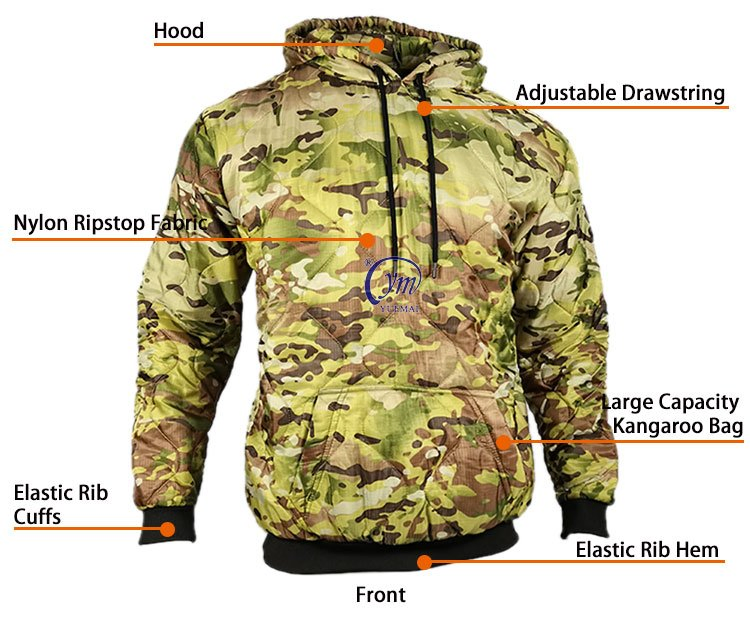Camouflage Waterproof Warm Men&prime;s Nylon Outdoor Woobie Hoodie Pullover Jacket