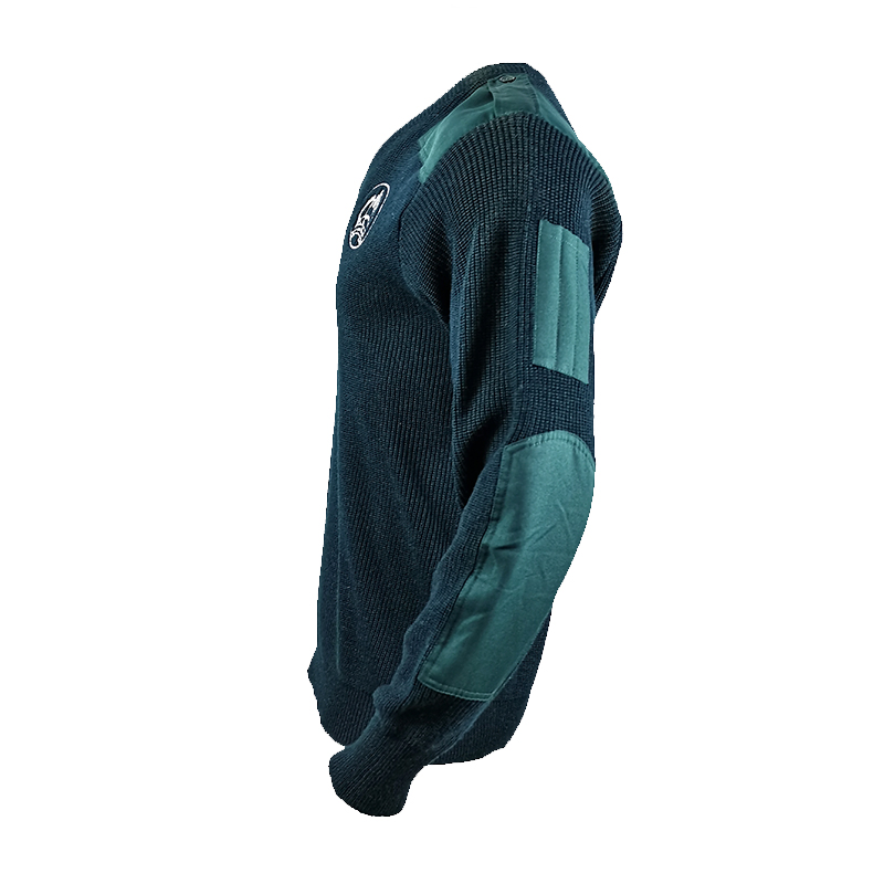 Security Pullover Men&prime;s Wool Long Sleeve Knitting Navy Blue Commando Sweater