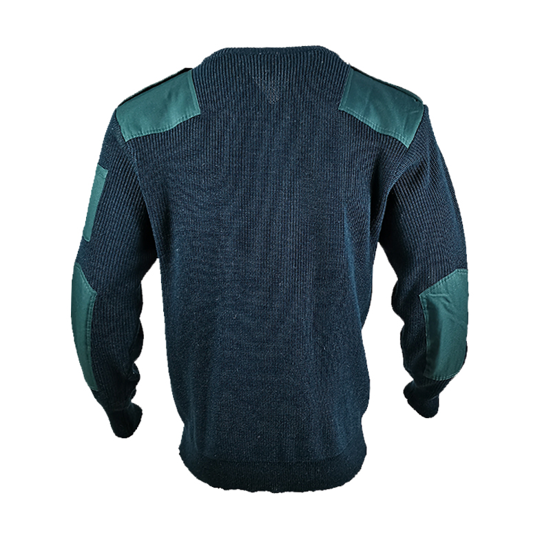 Security Pullover Men&prime;s Wool Long Sleeve Knitting Navy Blue Commando Sweater