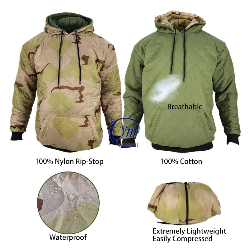 Camouflage Waterproof Warm Men′s Nylon Outdoor Woobie Hoodie Pullover Jacket