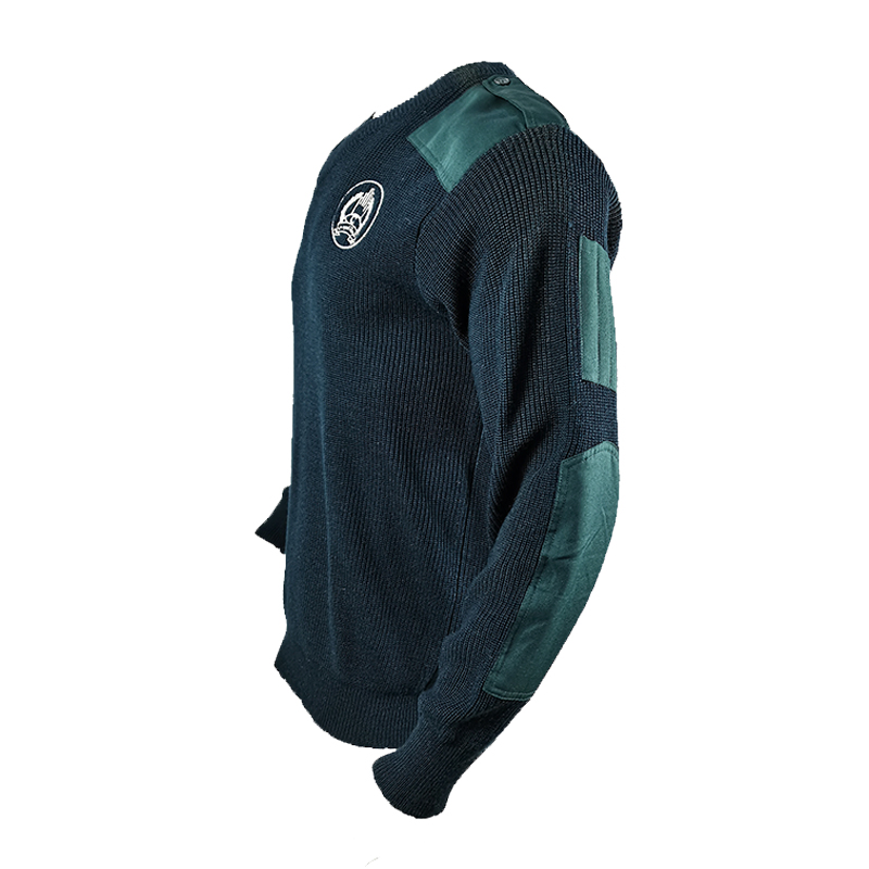 Security Pullover Men&prime;s Wool Long Sleeve Knitting Navy Blue Commando Sweater