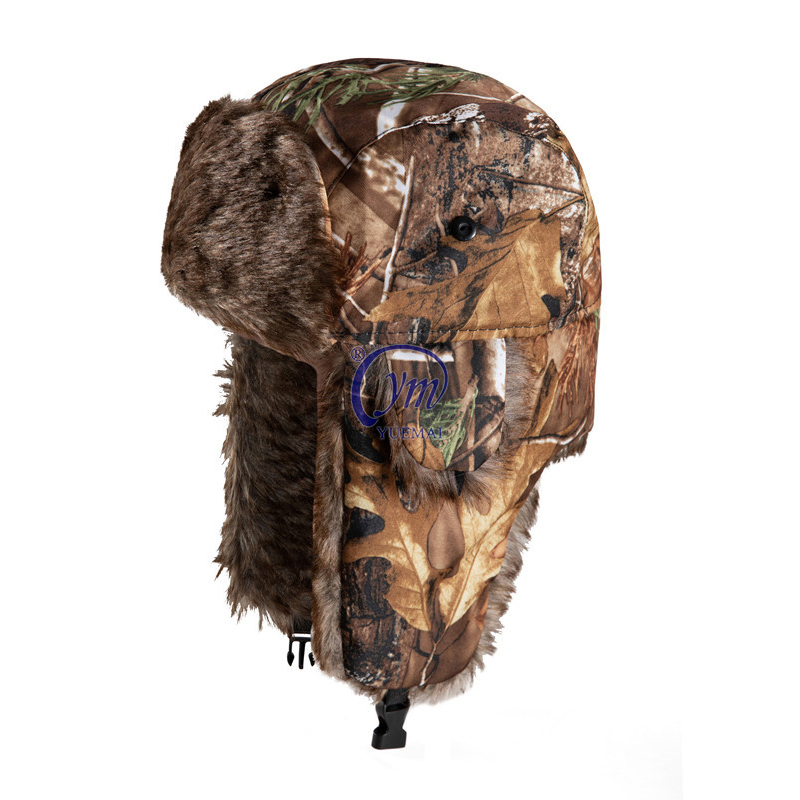 Yuemai Unisex Winter Windproof Bomber Hat Ushanka with Faux Fur Trapper Hat Earflaps Warm Cap