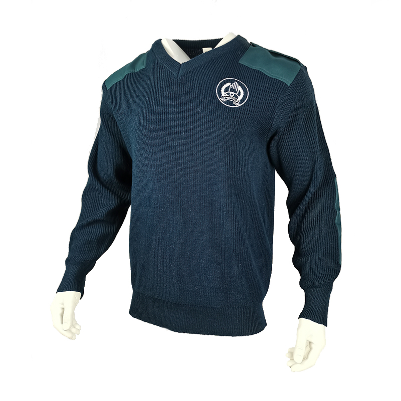 Security Pullover Men&prime;s Wool Long Sleeve Knitting Navy Blue Commando Sweater