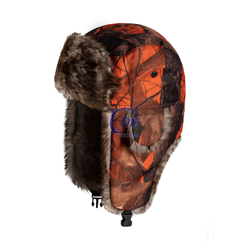 Yuemai Unisex Winter Windproof Bomber Hat Ushanka with Faux Fur Trapper Hat Earflaps Warm Cap