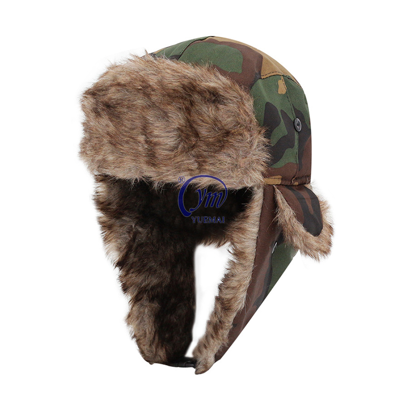 Yuemai Unisex Winter Windproof Bomber Hat Ushanka with Faux Fur Trapper Hat Earflaps Warm Cap