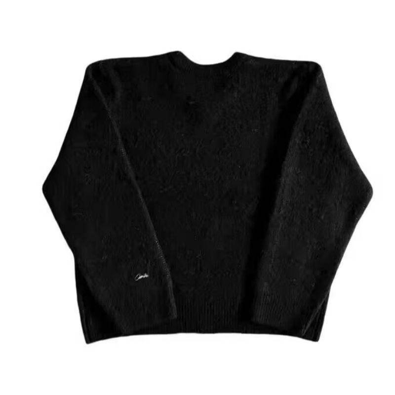 Corteiz Mohair Knit Sweater Men Long Sleeved Sweater Versatile Loose Pullover Knitted