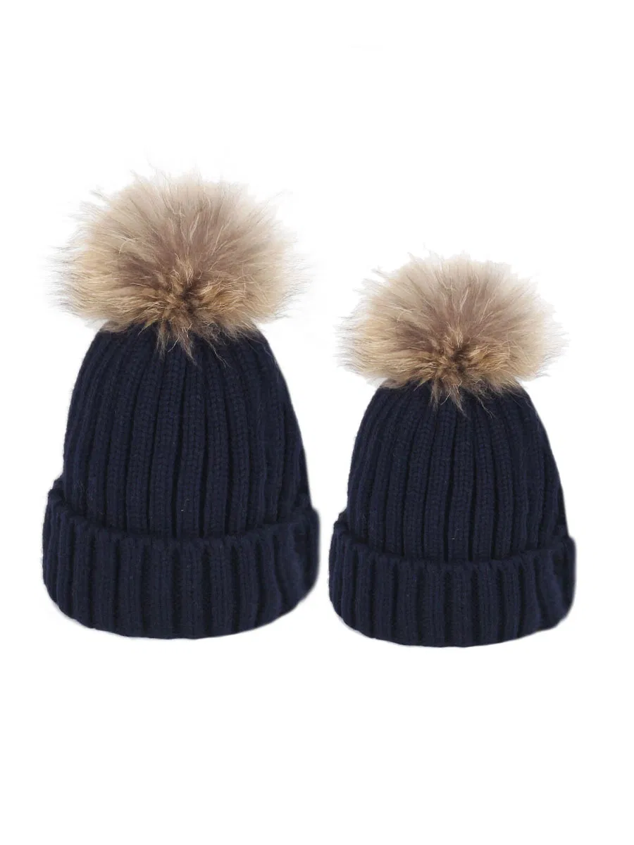 Adult POM POM Winter Hat Sets Wool Hat Winter Hat for Children Bobble Winter Hat