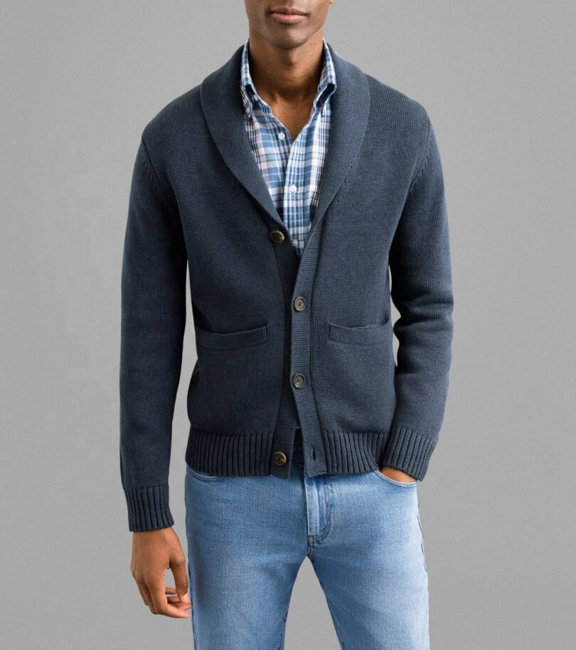 Custom Logo OEM ODM Cardigan Mohair Jacquard Knitted Men&prime;s Sweater Custom Knitted Fashionable Sweater for Men