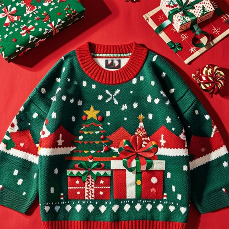 OEM/ODM Unisex Casual Christmas Sweater Custom Wholesale Crew Neck Knitted Long Sleeve Pullover Winter Fun for Christmas
