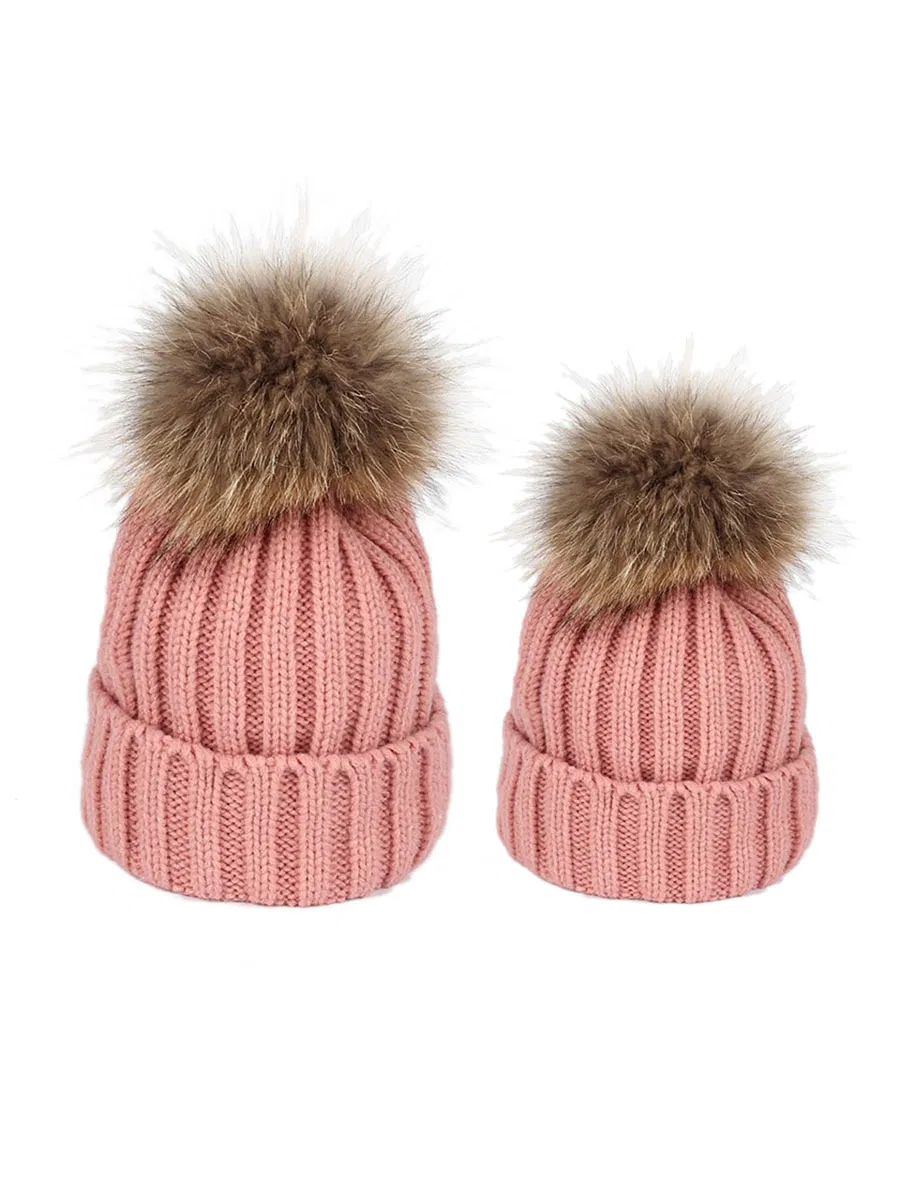 Adult POM POM Winter Hat Sets Wool Hat Winter Hat for Children Bobble Winter Hat